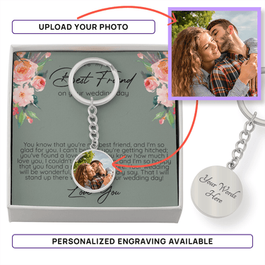 Best Friend on Wedding Day Flower Keychain - Love You This Much